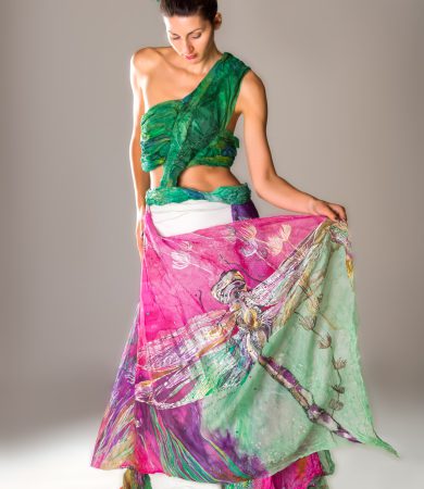 Kleid "Libelle" Design und Seidenmalerei von Galina Sodolovskaya